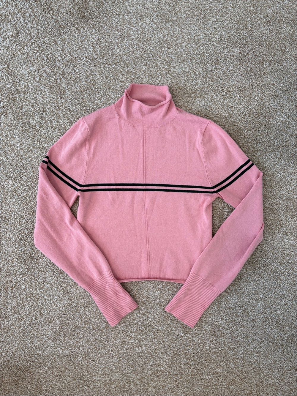 Urban Outfitters Pink Black Striped Mock Neck Pullover Sweater Medium